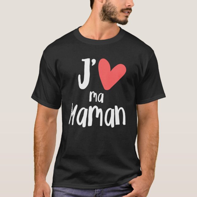 Camiseta J aime Mães Filha de Maman Filhos Homens Família d (Frente)