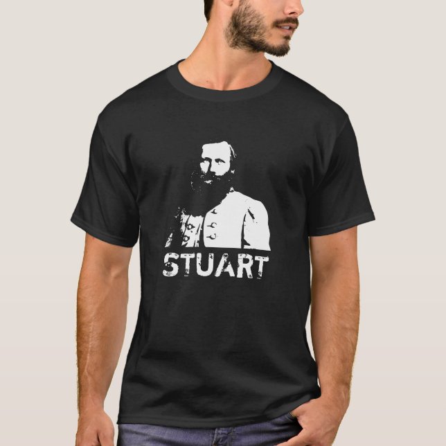 Camiseta J.E.B. geral Stuart -- Preto e branco (Frente)