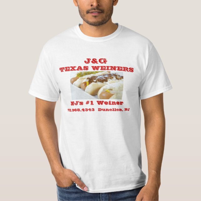 Camiseta J&G Texas Weiners - cão de pimentão - o #1 Weiner (Frente)