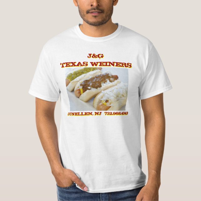 Camiseta J&G Texas Weiners - T dos cães de pimentão do (Frente)