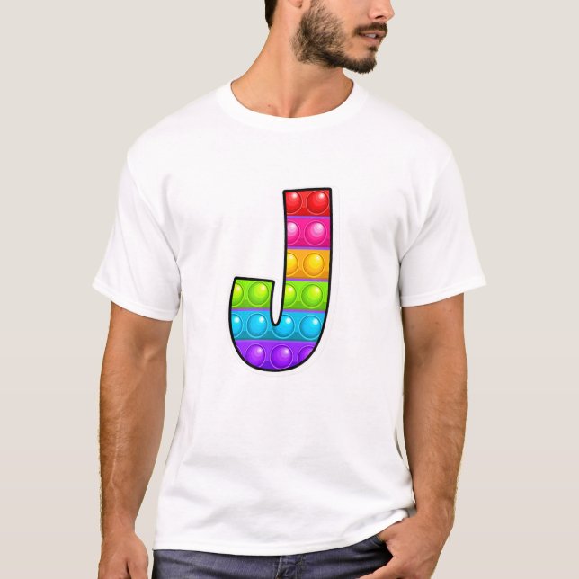 Camiseta J Letra Maiúscula J Alphabet Funny Poppin Ki (Frente)