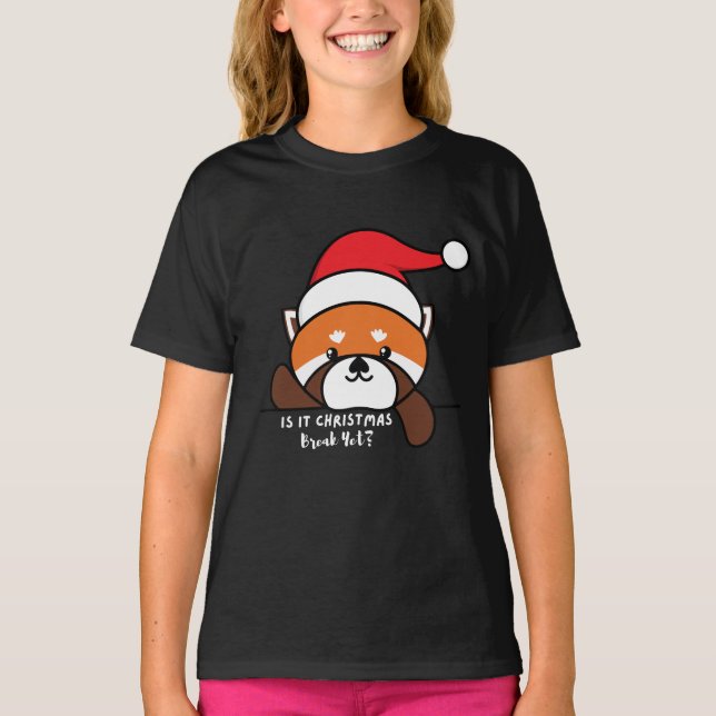 Camiseta Já É Natal Break? Panda vermelha (Frente)