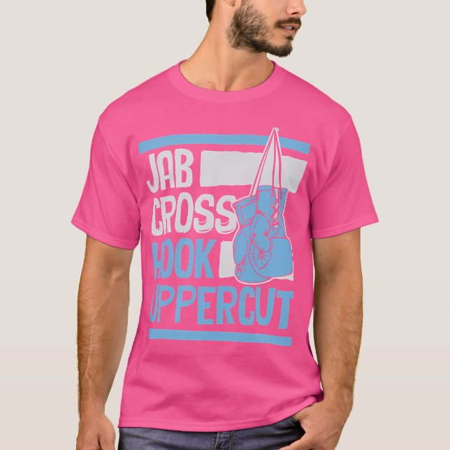 Camiseta Jab Cross Hook Uppercut Funny Best Kickboxe Boxi (Frente)