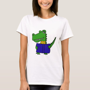 Camiseta Jacaré AP engraçado que lê um livro
