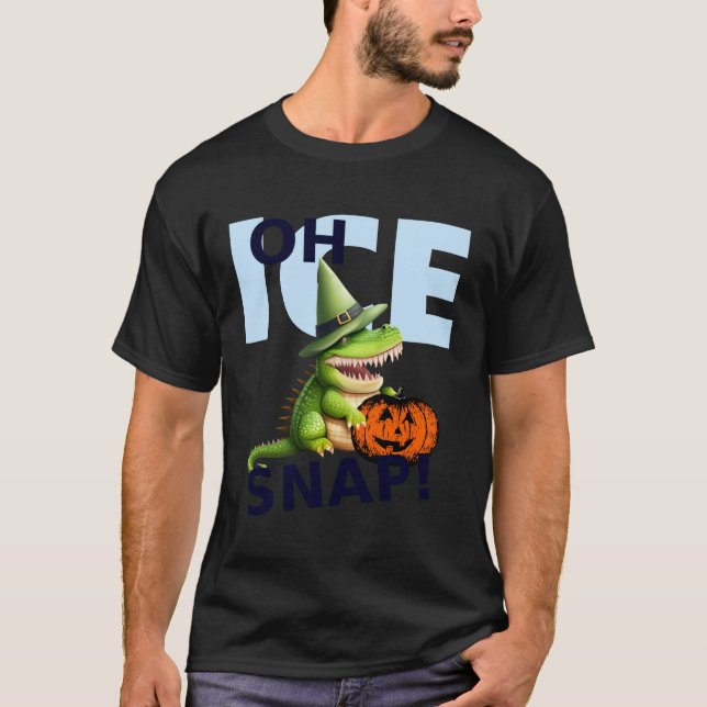 Camiseta Jacaré de Halloween do Gelo Oh Snap! (Frente)