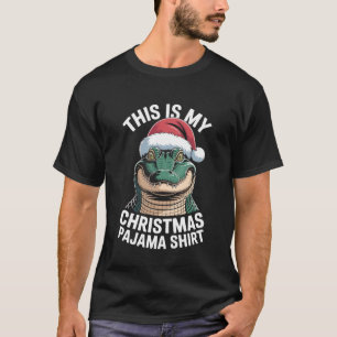 Camiseta Jacaré engraçado chapéu do Papai Noel Natal Crocod