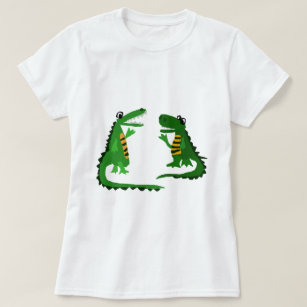 Camiseta Para Bebê Boca verde do jacaré do crocodilo dos desenhos