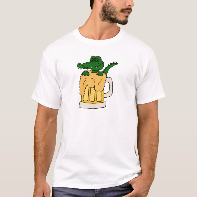 Camiseta Jacaré na caneca de cerveja (Frente)