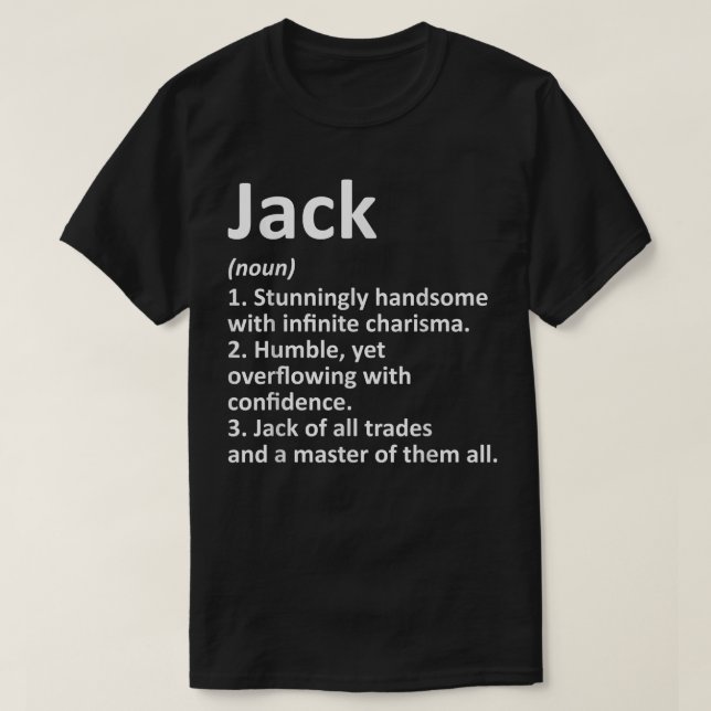 Camiseta JACK Definição Nome Personalizado Funny Birthday G (Frente do Design)