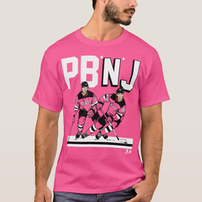 Camiseta Jack Hughes Jesper Bratt Pb J Hockey De Nova Jerse (Frente)