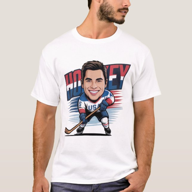 Camiseta Jack Hughes Team USA Hockey Smile Fan T-Shirt (Frente)