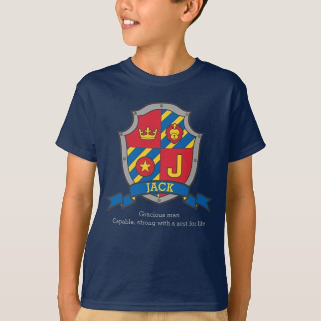 Camiseta Jack J - nome da letra que significa escudo de cav (Frente)