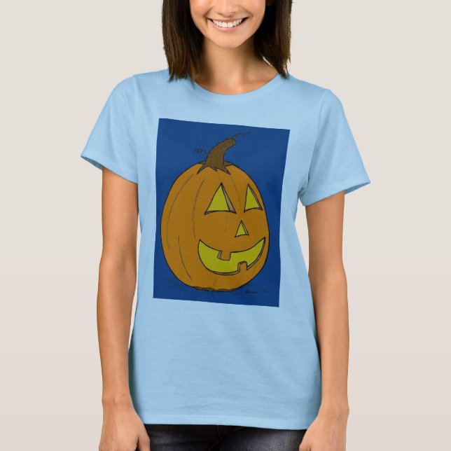 Camiseta Jack o' Lantern Blue Womens Baby Doll T-Shirt (Frente)