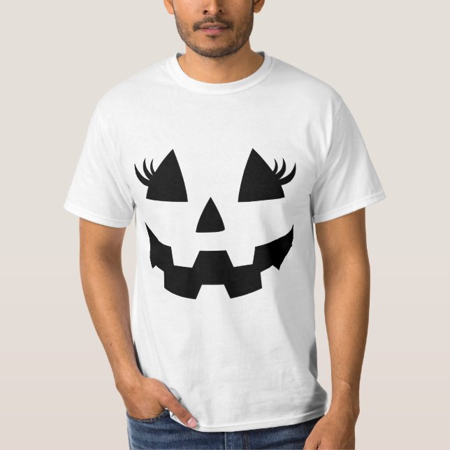 Camiseta Jack O Lantern Eyelashes Pumpkin Face Halloween Wo (Frente)
