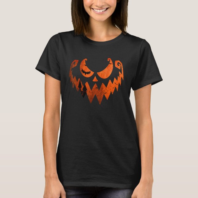 Camiseta Jack O Lantern Pumpkin Face And Evil Face Monster  (Frente)