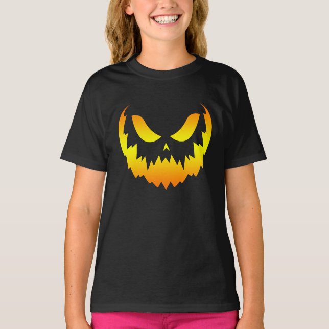 Camiseta Jack O Lantern Pumpkin Face Gradiente (Frente)