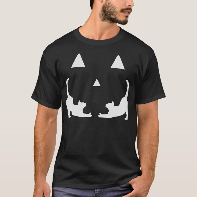 Camiseta Jack O Lantern Scary Carved Cat Lover Face Hallowe (Frente)