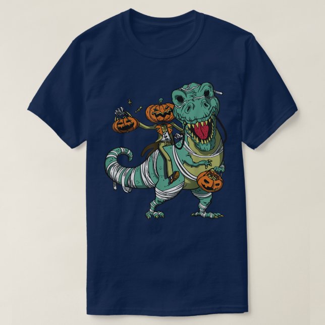 Camiseta Jack O Lanterna Andando Mummy Dinossaur T re Hallo (Frente do Design)