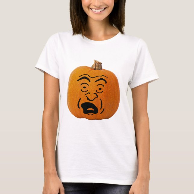 Camiseta Jack o' Lanterna Assustada Rosto, Abóbora Hallowee (Frente)