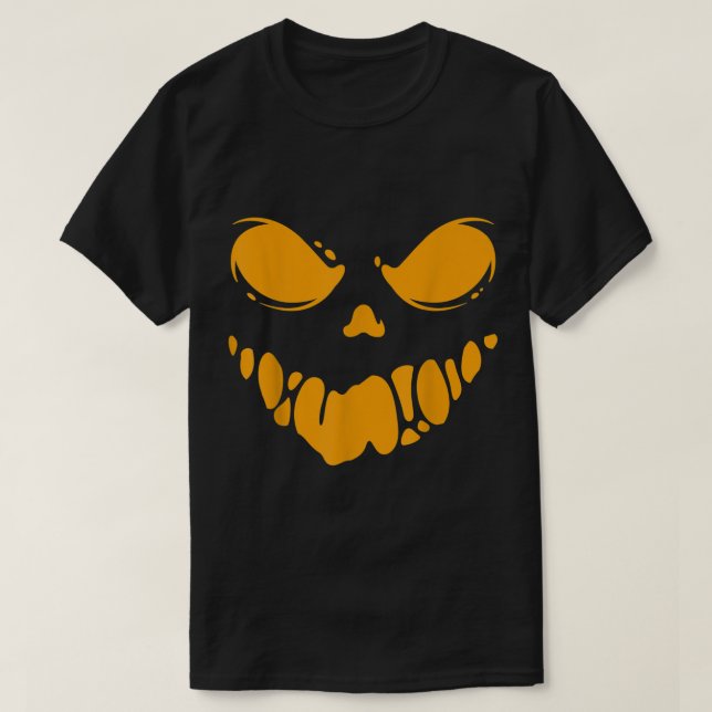 Camiseta Jack O Lanterna Assustado Pumpkin Esculpido No Dia (Frente do Design)