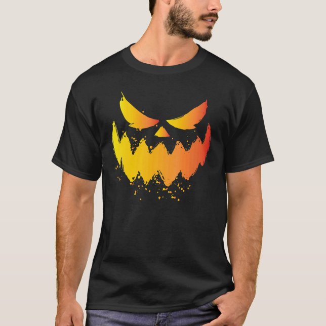 Camiseta Jack O Lanterna Assustado Pumpkin Esculpido No Dia (Frente)