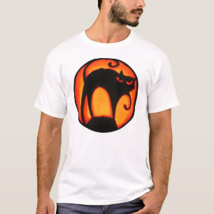 Camiseta Jack-O-Lanterna assustador do gato do Dia das
