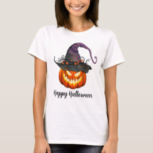 Camiseta Jack-O-Lanterna com o Chapéu das Bruxas