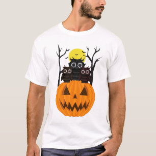 Camiseta Jack O lanterna e corujas