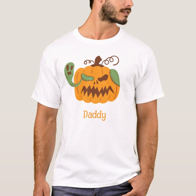 Camiseta Jack-o-Lanterna e Ossos Estranhos Pai de Halloween (Frente)