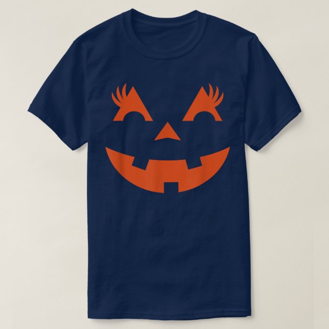 Camiseta Jack O Lanterna Face Pumpkin Eyelashes Halloween C (Frente do Design)