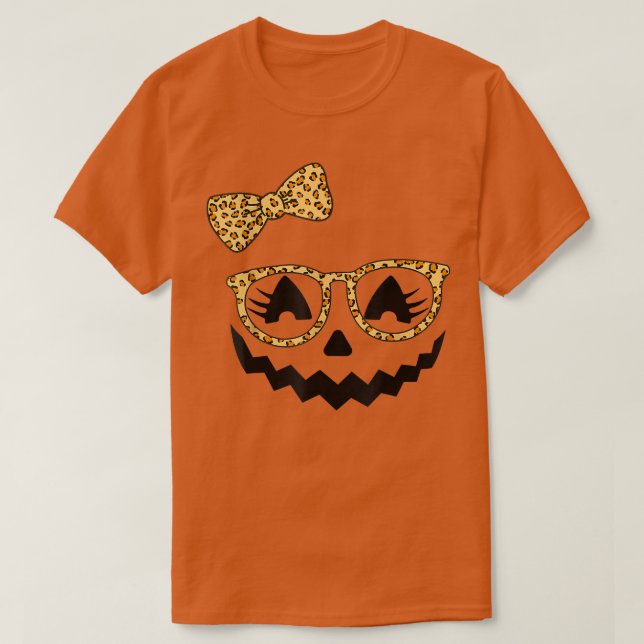 Camiseta Jack O Lanterna Face Pumpkin Halloween Leopard Pri (Frente do Design)