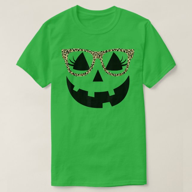 Camiseta Jack O Lanterna Face Pumpkin Hallowen Leopard Impr (Frente do Design)