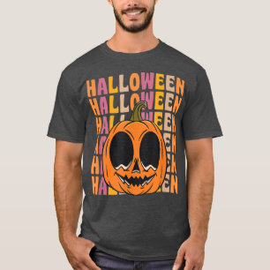 Camiseta Jack O Lanterna Pumpkin 70s 80s Estilo de Vintagem