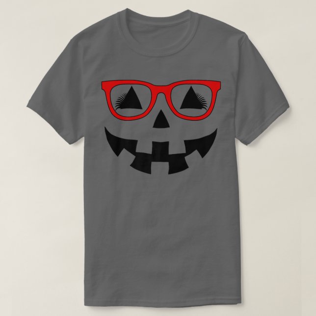 Camiseta Jack O Lanterna Pumpkin Face Óculos Vermelhos Lash (Frente do Design)