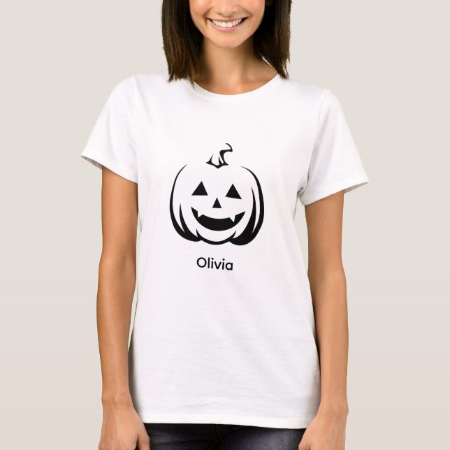 Camiseta Jack-o-lanterna Pumpkin Rosto das Mulheres (Frente)