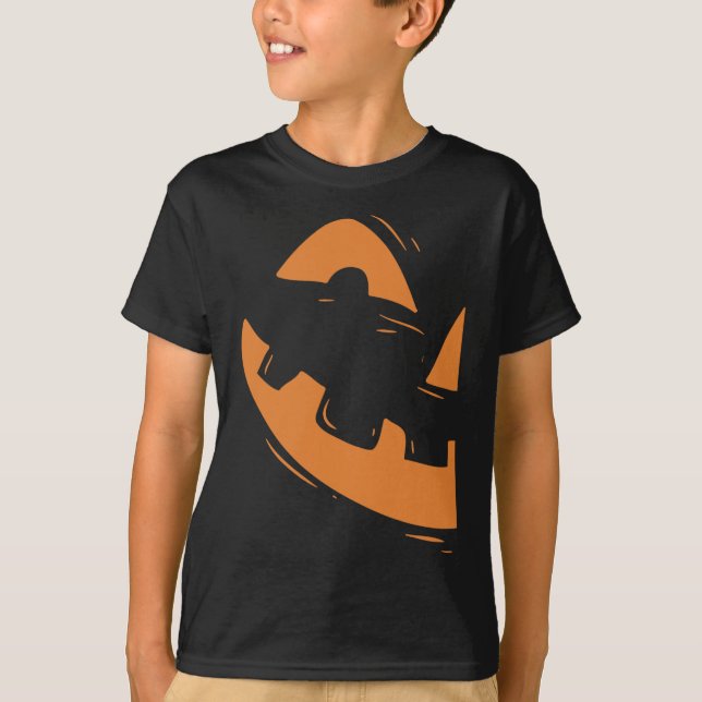 Camiseta Jack-O-Lanterna Pumpkin Rosto Halloween Combinação (Frente)