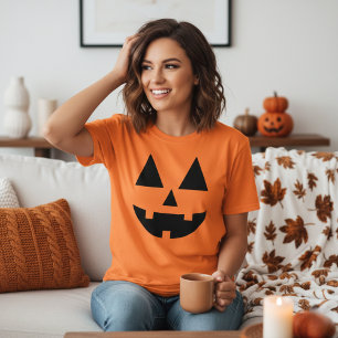 Camiseta Jack-O-Lanterna Rosto de Abóbora do Halloween