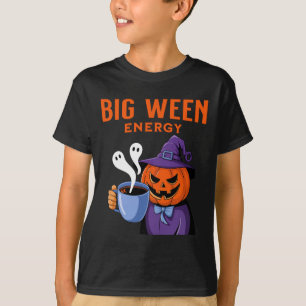 Camiseta Jack-o-lanterno Halloween Grande Energia Para Café