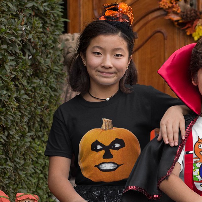 Camiseta Jack o'Lantern Sinister Face Halloween Girls' (Jack o'Lantern Sinister Face Halloween Girls' T-Shirt)