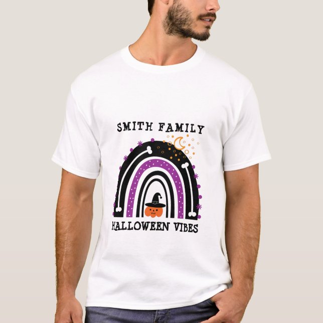 Camiseta Jack preto roxo ou lanterna Boho Rainbow Halloween (Frente)