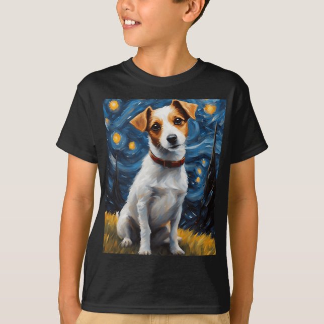 Camiseta Jack Russel com Impressão de pintura colar (Frente)