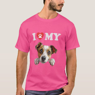 Camiseta Jack Russel Terrier I Heart My Dog Engraçado Dog L
