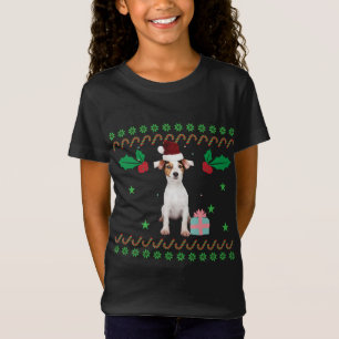 Camiseta Jack Russel Vestindo Cachorro de Natal Mãe Pai Nat