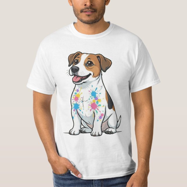 Camiseta Jack Russell Alegre Diversão Salpicada (Frente)