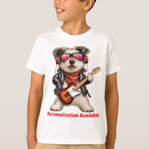 Camiseta Jack Russell Guitarrista de Rock & Roll Cachorro