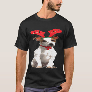Camiseta Jack Russell Reindeer Cachorro de Natal Engraçado