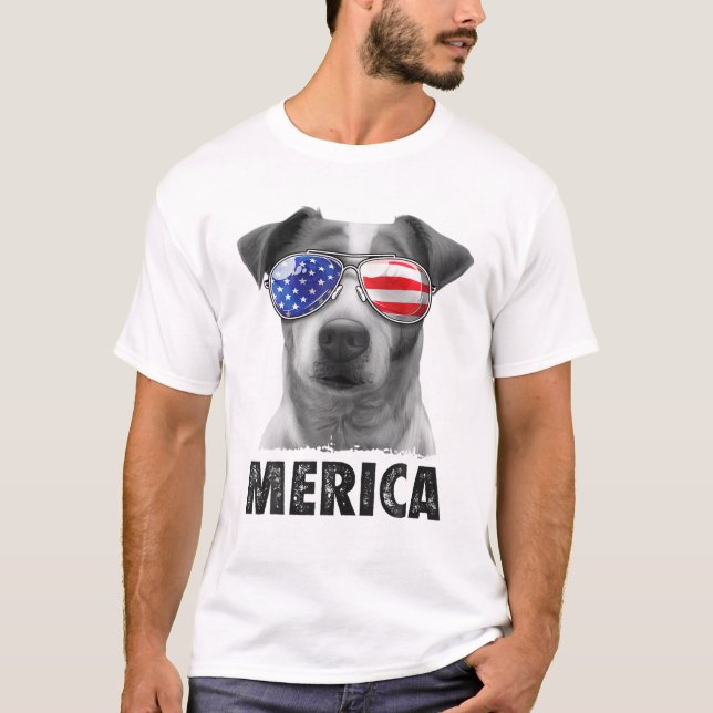 Camiseta Jack Russell Terrier 4 De Julho Merica Men America (Frente)
