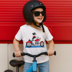 Camiseta Jack Russell Terrier Biker Dog em Moto Vermelha