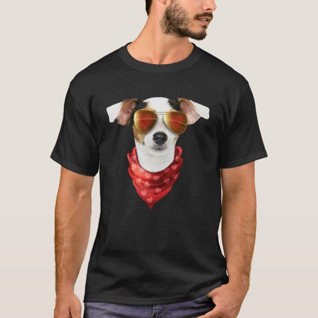 Camiseta Jack Russell Terrier Dia de os namorados para cães (Frente)