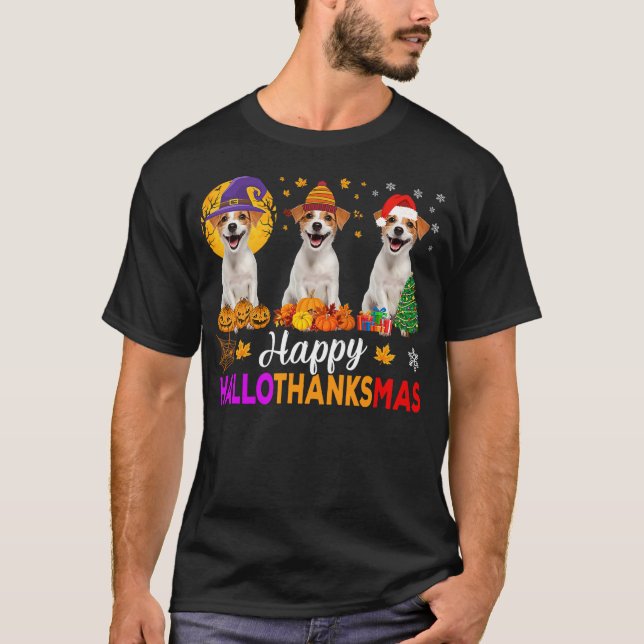Camiseta Jack Russell Terrier Dog Halloween Christmas Hallo (Frente)